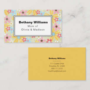 Maman Jouer Moderne Rose bleu Fleurs Carte d'appel