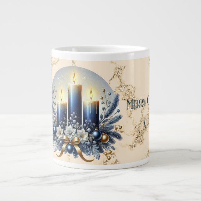 Maman Joyeux Noël Bougies bleues Spécialité Mug (Devant)