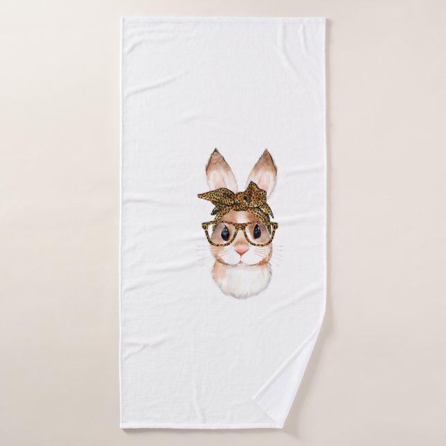 Maman lapin de Pâques mignon Léopard de Pâques Ann (Serviette de bain)