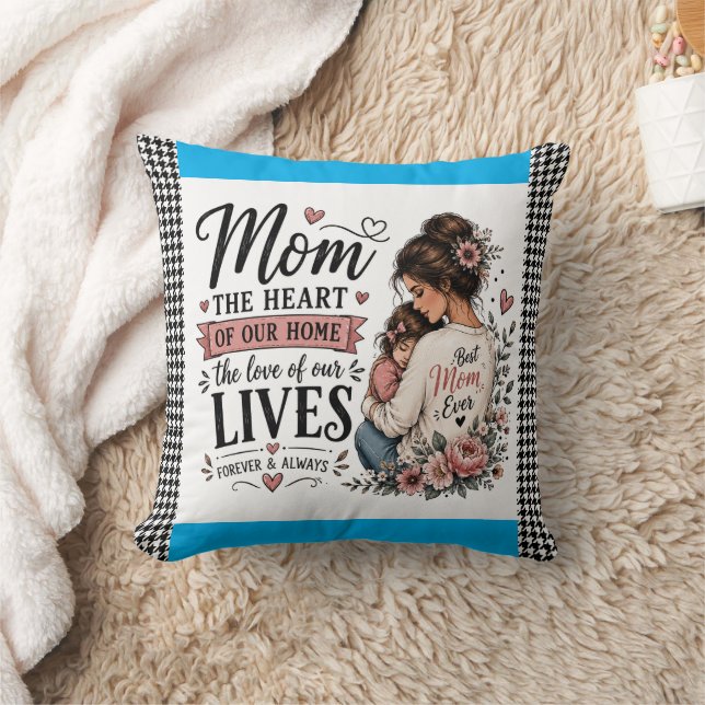 Maman, le cœur de notre maison Coussin à accent pe (Couverture)