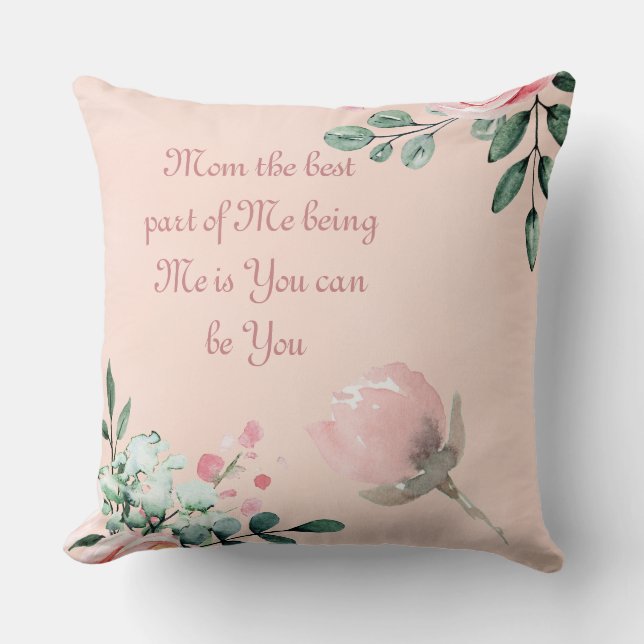 Maman le meilleur Coussin floral Peach (Recto)