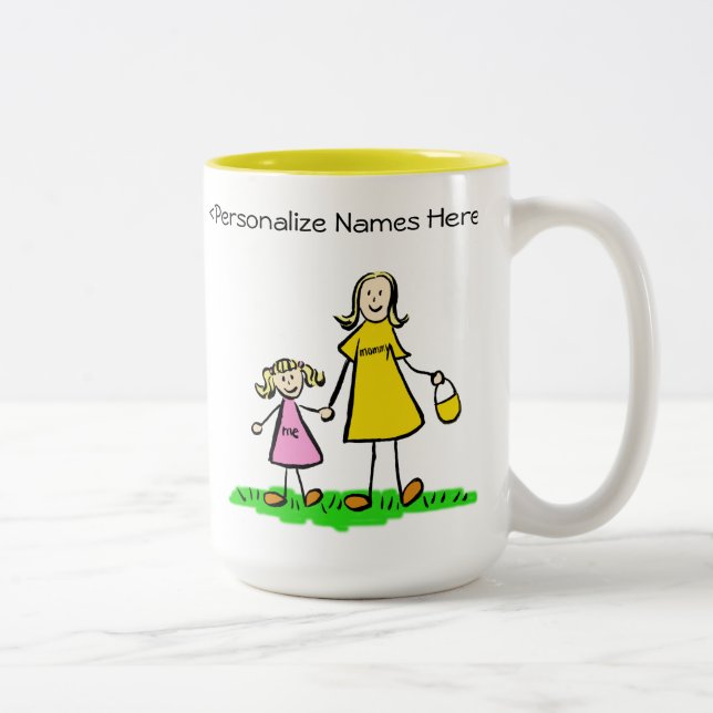 Maman & Me Blond Little Girl Custom Cadeau Mug (Droit)
