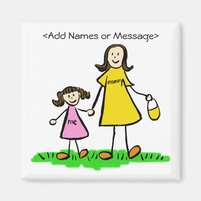 Maman & Me - Mère et Fille Brunette Magnet (Devant)