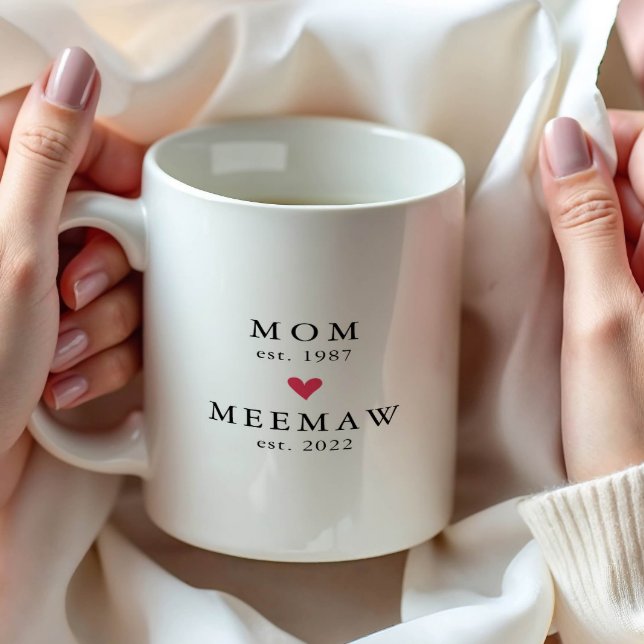 Maman Moderne | Meemaw Année de création. Tasse à  (Créateur téléchargé)