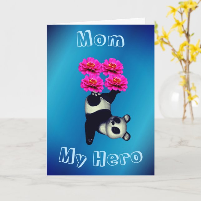 Maman Mon héros Jongle Panda Carte d'anniversaire (Fleur jaune)