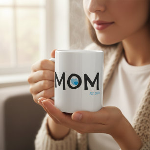 Maman Mug cœur niché bleu établi