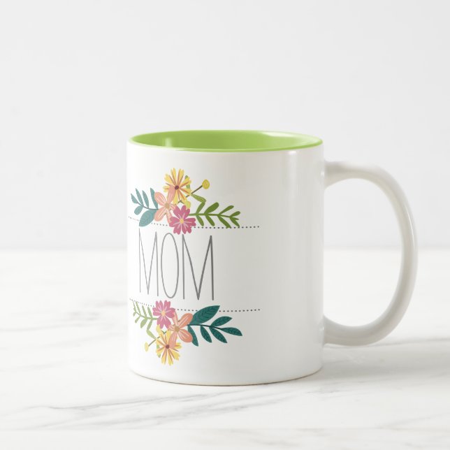 Maman Mug de café avec fleurs (Droit)