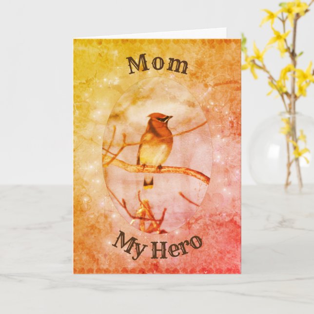 Maman My Hero Waxwing Art Carte de fête des mères (Fleur jaune)