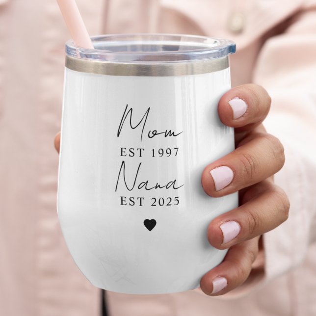 Maman Nana EST Année Vin Tumbler | Cadeau personna (Créateur téléchargé)