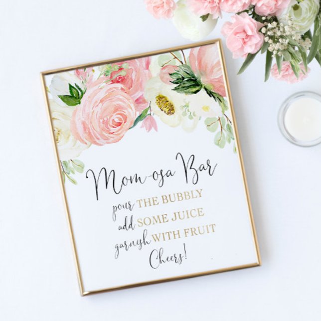 Maman-osa bar mimosa bar poster floral or rose (Créateur téléchargé)