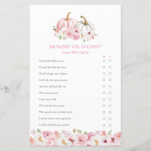 Maman ou papa Automne fille Baby shower jeu