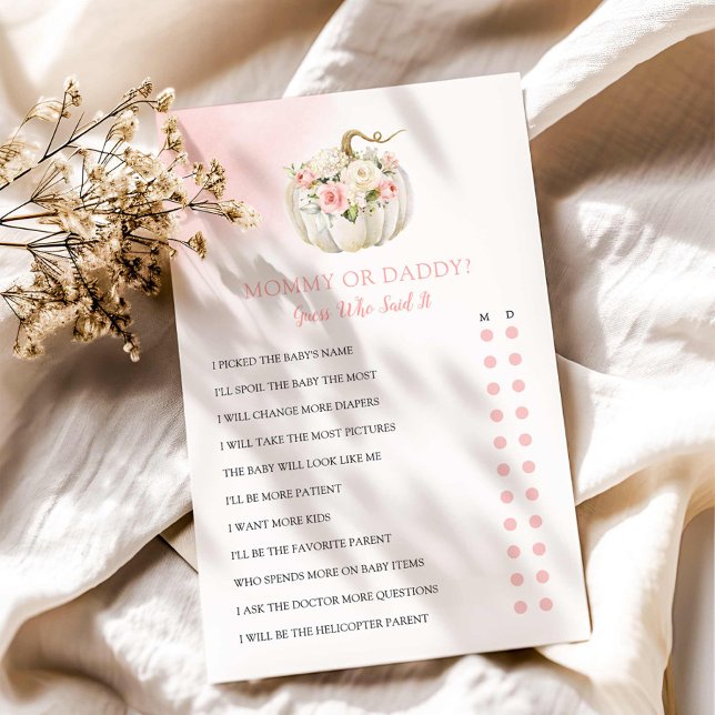 Maman ou papa Automne fille Baby shower jeu (Mommy and Daddy Fall Girl Baby Shower Game)