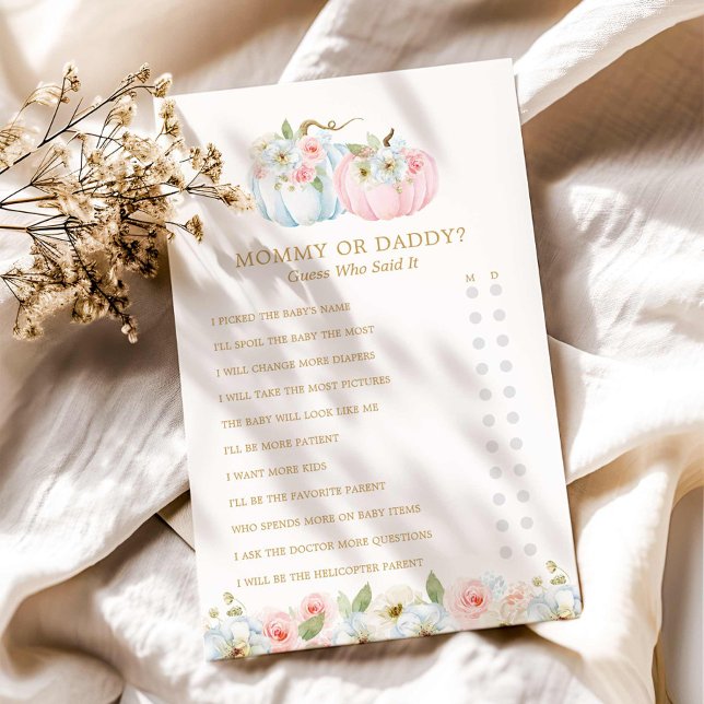 Maman ou papa Automne Genre Reveillez Jeu (Autumn Gender Reveal Mommy or Daddy Baby Shower Game)