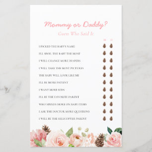 Maman ou papa Baby shower d'hiver rose jeu