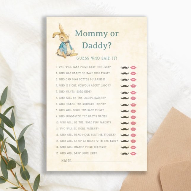 Maman ou papa Baby shower Jeu Peter Le Lapin (Créateur téléchargé)