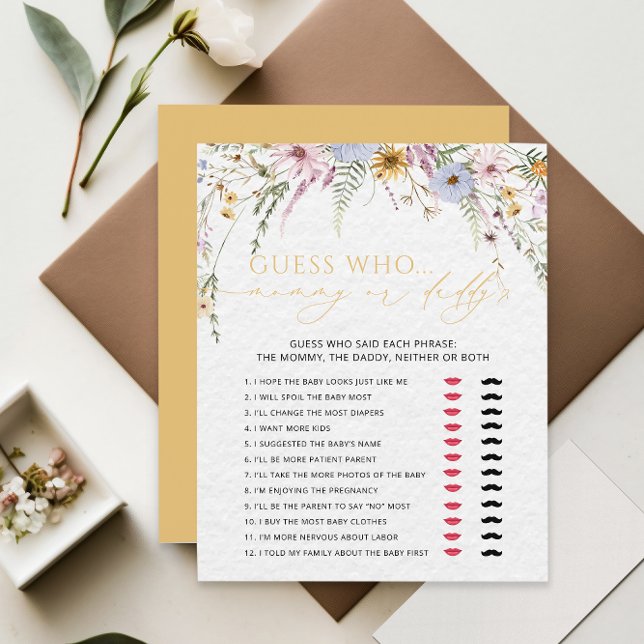 Maman ou papa fille Baby shower Fleur sauvage Jeu (Créateur téléchargé)