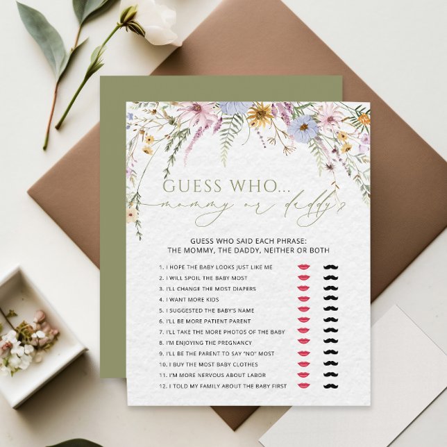 Maman ou papa fille Baby shower Fleur sauvage Jeu (Créateur téléchargé)