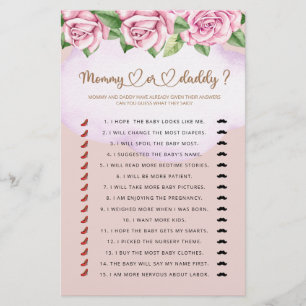 Maman ou papa fille jeu de baby shower