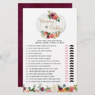 Maman ou papa jeu automne citrouilles floraux