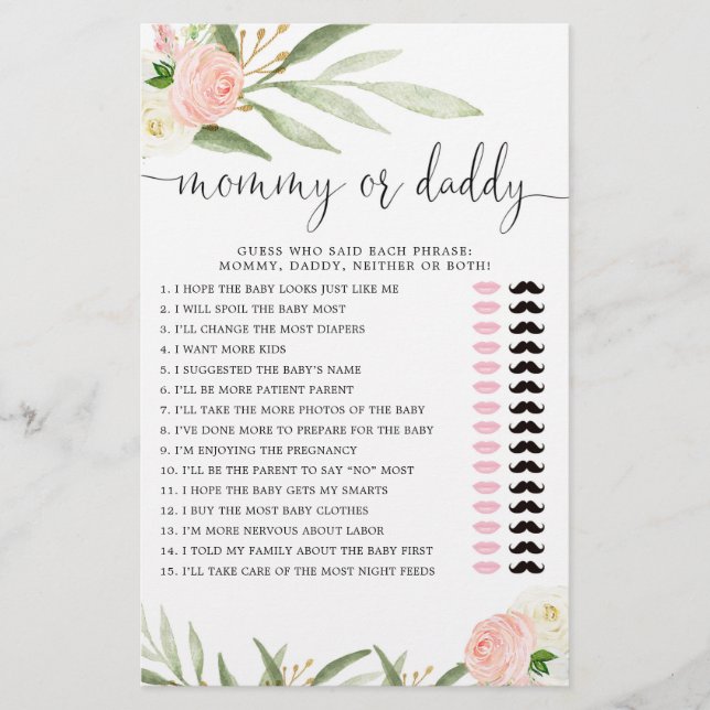 Maman ou papa jeu d'or rose verdure bébé fille (Devant)