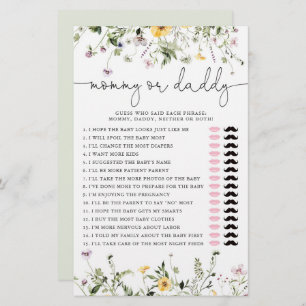 Maman ou papa jeu romantique fleur sauvage floral