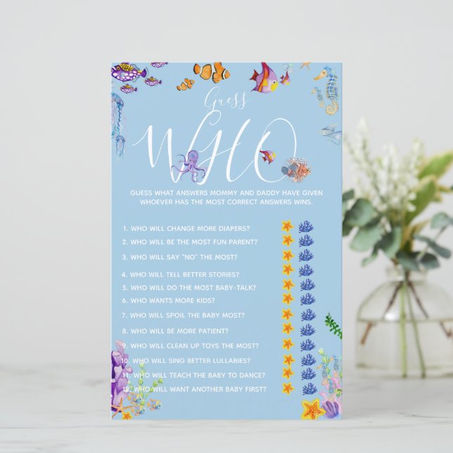 Maman ou papa jeu sous le Baby shower de la mer (Debout devant)