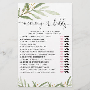 Maman ou papa jeu vert or neutre genre