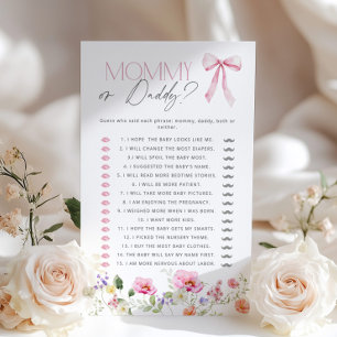 Maman ou papa Pink Bow jeu de baby shower Floral