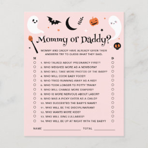 Maman Ou Papa Pink Halloween Baby shower Jeu