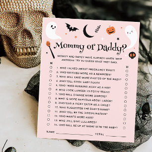 Maman Ou Papa Pink Halloween Baby shower Jeu