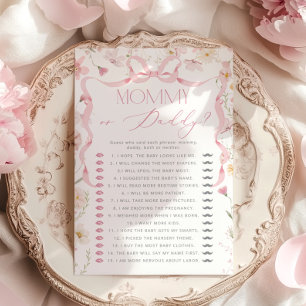 Maman ou Papa Ruban Rose Devine Qui jeu Floral