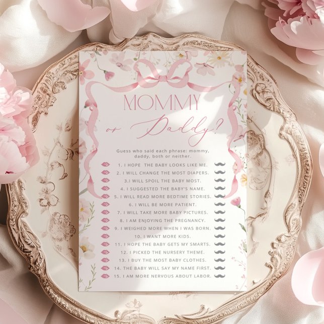 Maman ou Papa Ruban Rose Devine Qui jeu Floral (Créateur téléchargé)