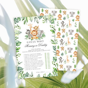 Maman ou papa Safari Animaux baby showers jeux