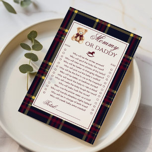 Maman ou papa Teddy Bear Plaid jeu de Baby shower