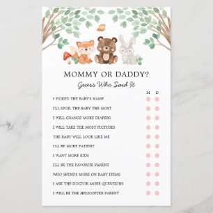 Maman ou papa Woodland Baby shower jeu
