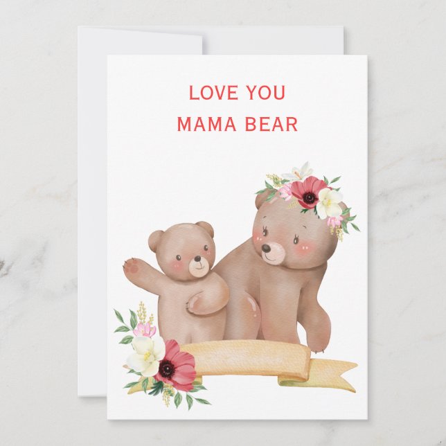 Maman ours mignon carte de fête des mères | adorab (Devant)