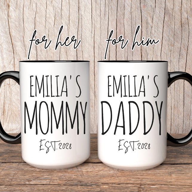 Maman & Papa Mug personnalisée | Nouveau cadeau ma (mommy and daddy mug, personalized mommy mug, custom daddy mug, mug for mom, mug for dad,)