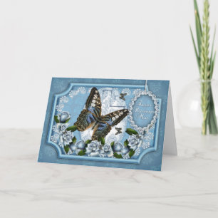 Maman, papillon et carte de voeux rose de Pâques