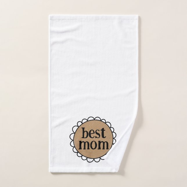 Maman personnalisée Meilleure Maman Bordure feston (Serviette à main)