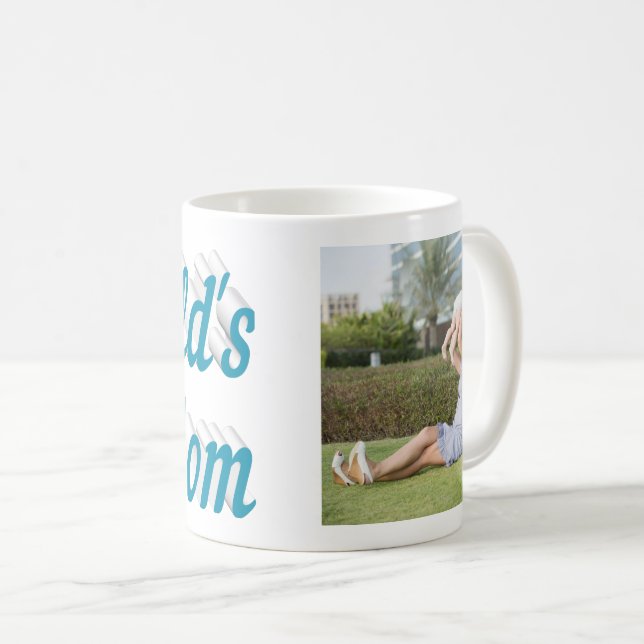 Maman Photo ciel bleu texte Café Mug (Devant droit)