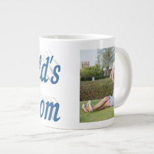 Maman Photo mer texte bleu Giant Café Mug