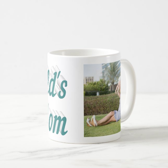 Maman Photo texte vert Café Mug (Devant droit)