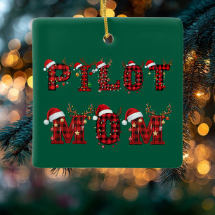 Maman pilote lettres de Noël lumières ornements dr