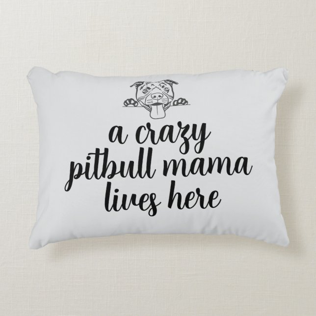 maman pitbull folle - Coussin à accentuation (Devant)