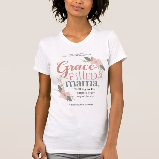 Maman pleine de grâce - Elégant T-shirt chrétien (Devant)