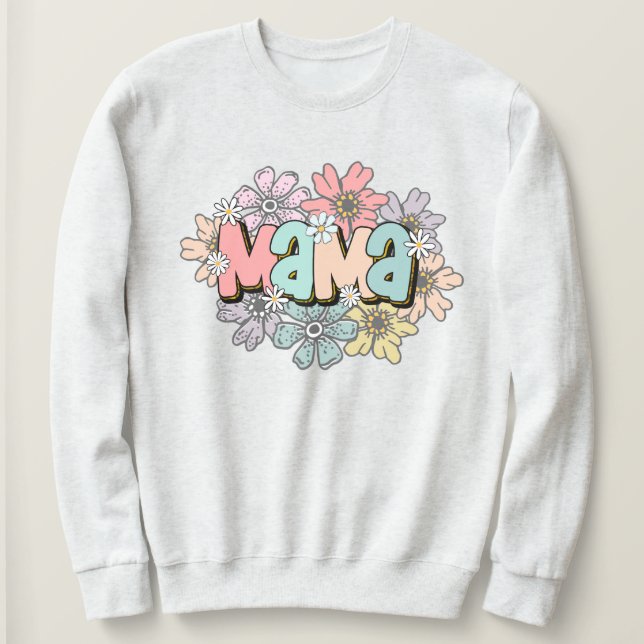 Maman Pullover Retro Mama Floral Sweatshirt (Design devant)