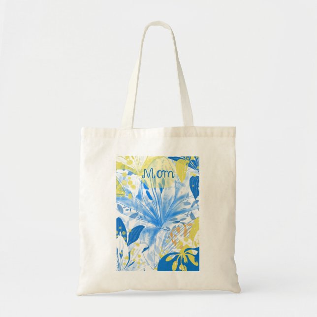 Maman Sac fourre-tout Floral bleu jaune (Devant)