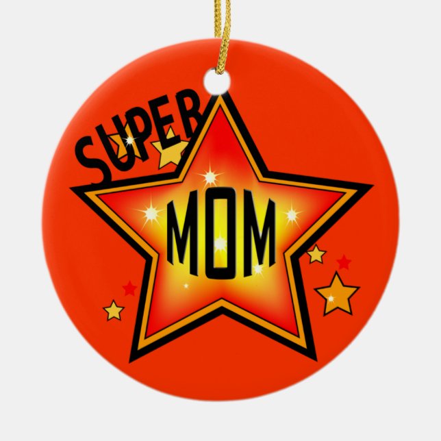 Maman Super Star Mère Ornement de Noël (Devant)