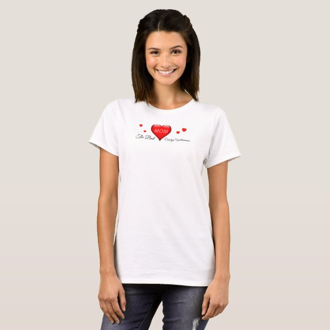 Maman - T-Shirt "La Meilleure" avec des coeurs (Devant entier)