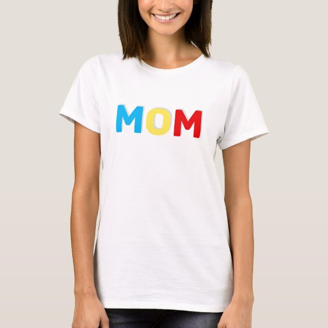 Maman Texte en bleu rouge et jaune T-shirt (Devant)